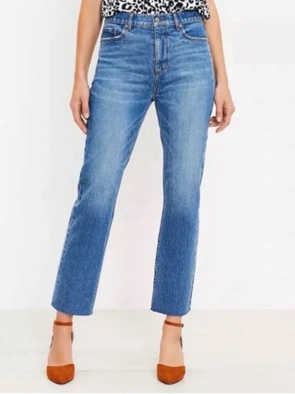 LOFT Straight-Leg Blue Jeans